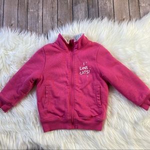 Zip Up Jacket I Love Cats Pink Toddler Girl Size 2T-4T